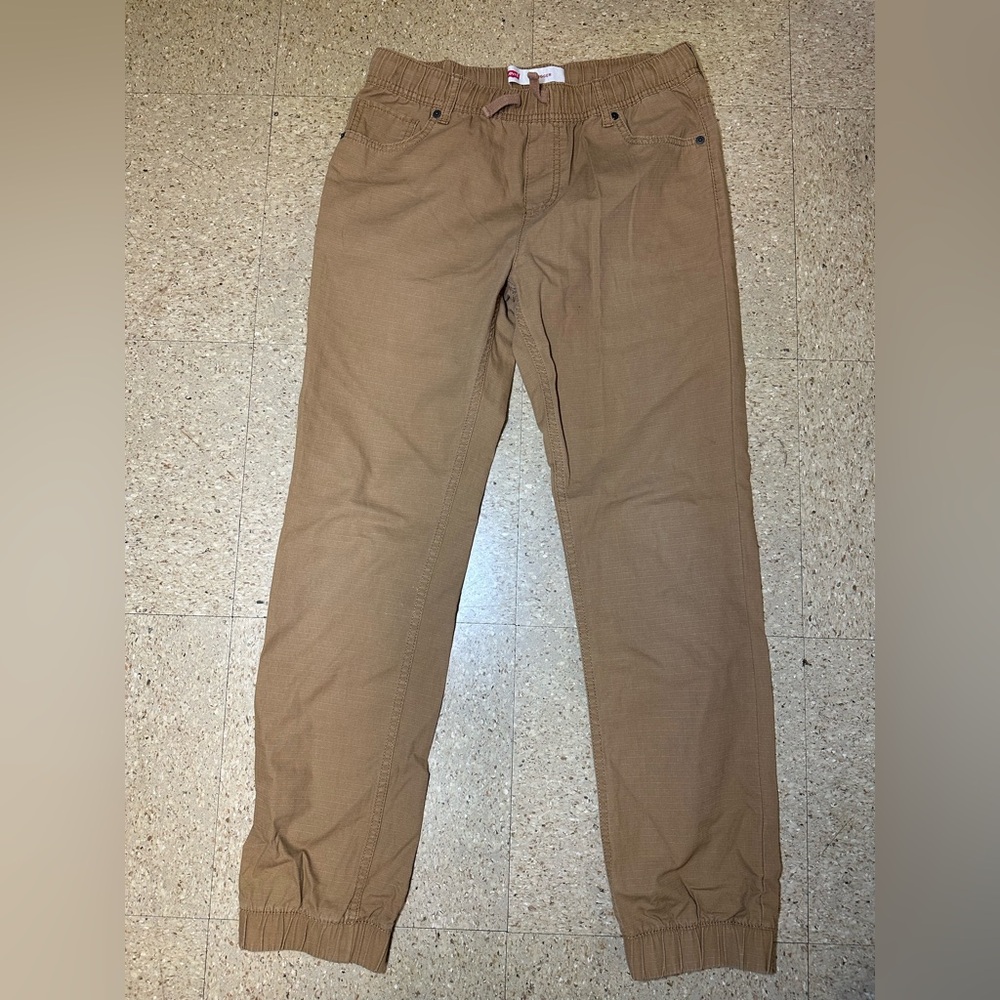 Levi’s Youth Boys Joggers Pull On Drawstring Elastic Waist Tan Beige Sz‎ XL